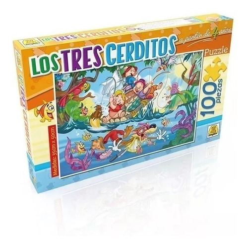 Rompecabezas Infantil Los Tres Cerditos Puzzle 100 Piezas