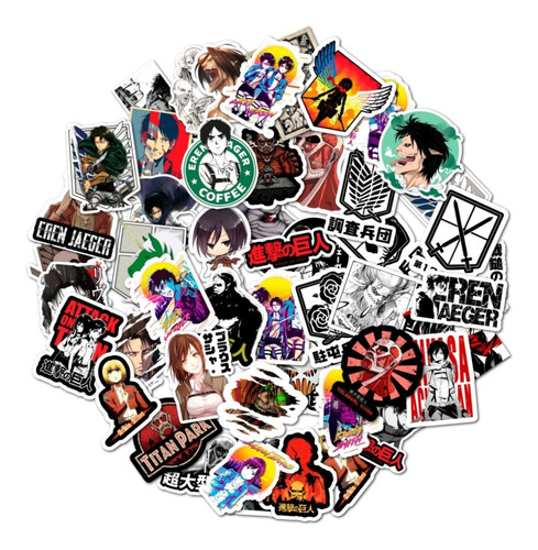 Pack 50 Stickers Anime Shingeki No Kyojin Attack On Titanes