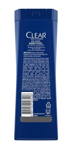 Kit 2 Shampoos Clear Men Anticaspa Ice Cool Menthol 200ml