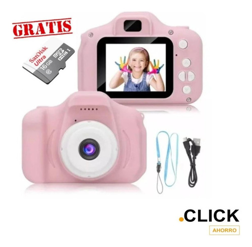 Mini Cámara Fotográfica Infantil Digital Portatil+tarjeta Sd