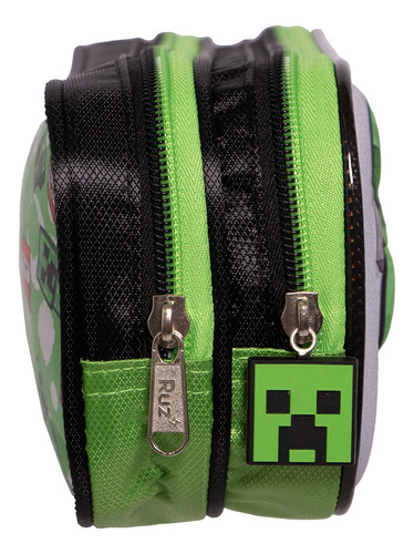 Kit Mochila Minecraft Lapicera Original Con Luz Kinder Gris Gris