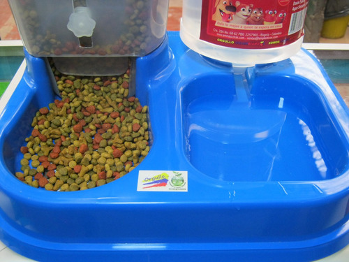 Dispensador Doble Comida Y Agua. Para Mascotas