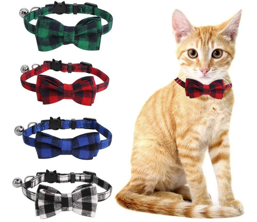Slson 4 Collares De Gato Con Campanilla Para Gatos Con Pajar