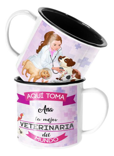 Taza Enlozada Lechera Para El Veterinaria Personalizado