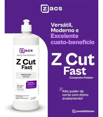 Polidor De Corte Z-cut Fast Massa De Polir - 1kg - Zacs
