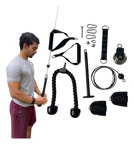 Sistema De Ejercicio De Cable Con Polea Y Agarre De Triceps
