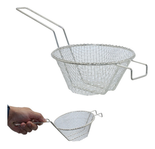 Peneira Cesto Fritura 15cm Escorrer Oleo Escumadeira Tacho