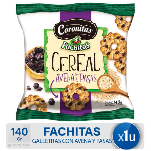 Galletitas Fachitas Mini Coronitas Cereal Avena Y Pasas