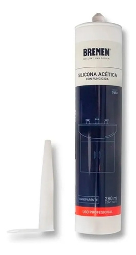 Silicona Acetica Con Fungicida 280ml Negra Bremen X 6 Un.