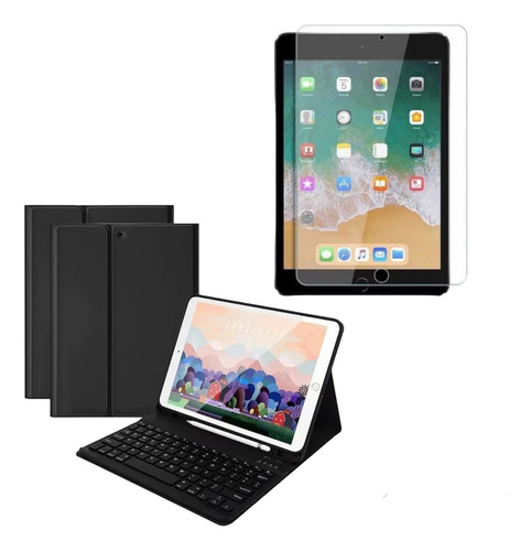 Funda Teclado Para iPad Pro 11 Con Espacio Lápiz + Vidrio
