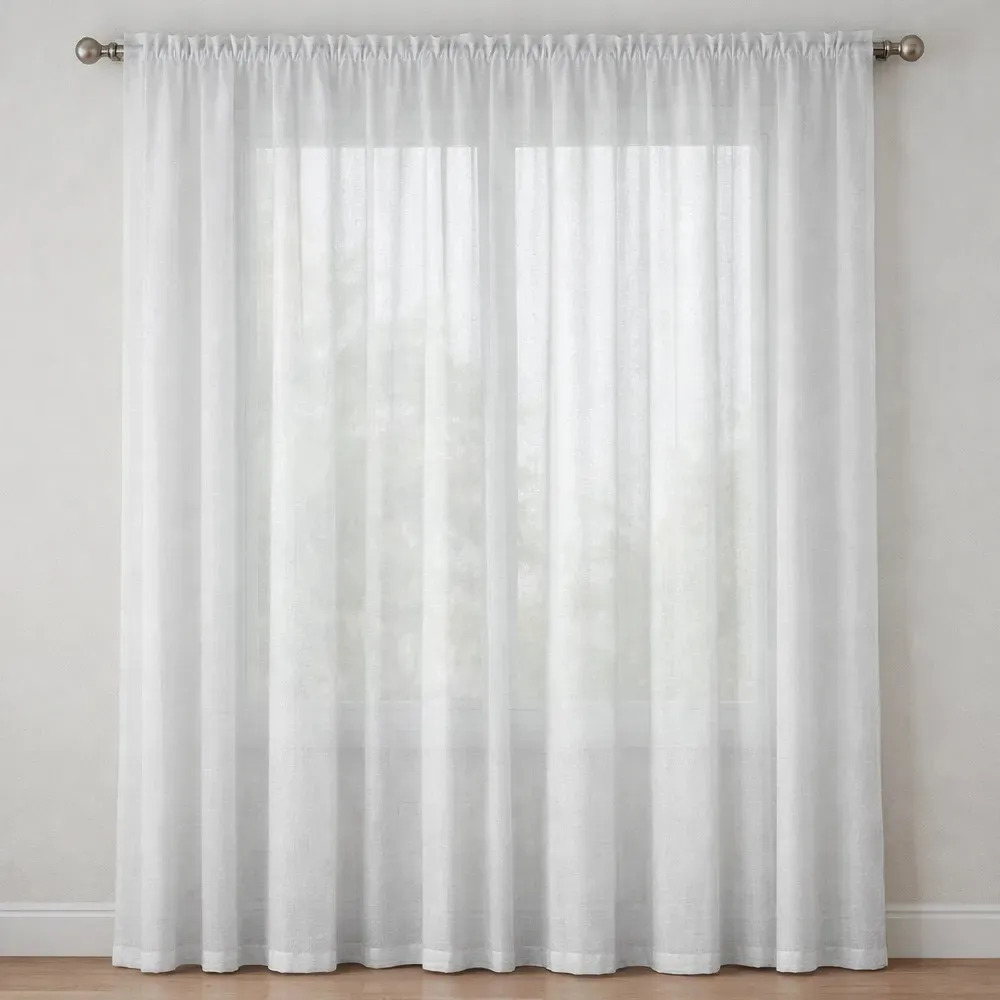 Cortina Visillo Tipo Velo Casatua Set 2 Paños 140 X 220cm Color Blanco
