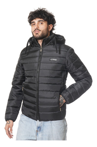 Campera Inflable Negra Super Abrigada Con Capucha