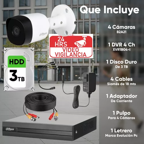 Kit de 4 cámaras de video vigilancia (CCTV) Dahua - Computodo