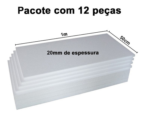 Imagem 1 de 1 de Placa De Isopor Espessura 20mm Pacote C/12 Unidades 100x50cm