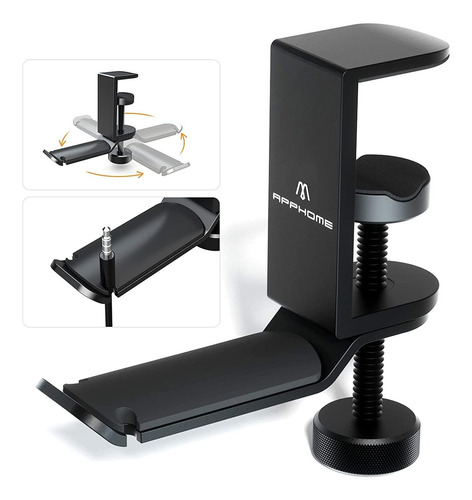 Soporte De Aluminio De Escritorio Para Auriculares - Negro