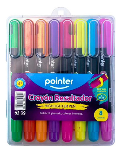 Crayon Resaltador Grueso Gel X 8 Uds Pointer