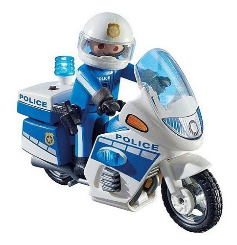 Juguete Playmobil Moto Policía Con Led 
