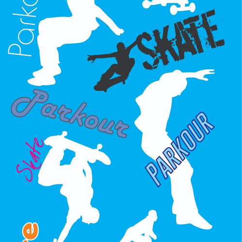 Papel Parede Adesivo Infantil Menino Skate Radical Az Teen45
