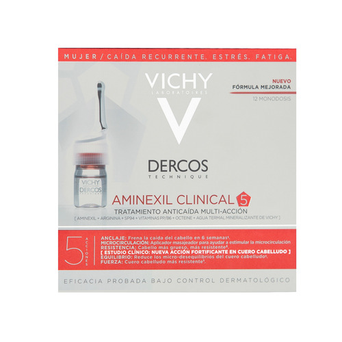 Imagen 1 de 7 de Ampolla Vichy Dercos Aminexil Clinical 5 Mujer de 72mL