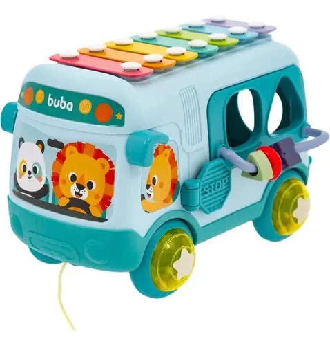 Ônibus De Atividades Para Crianças Buba Bichinhos Verde Multicor