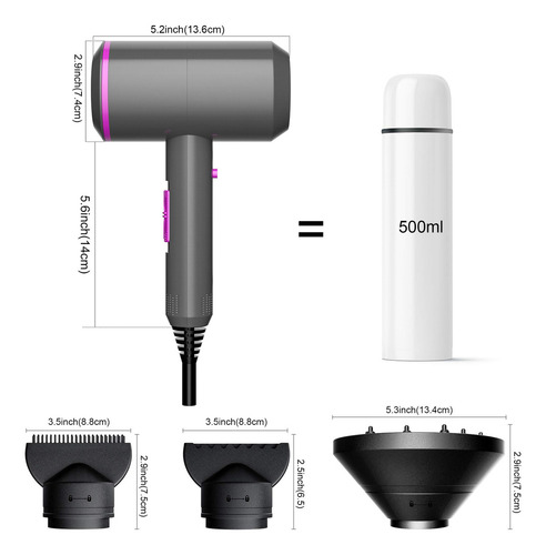 Fezax Secador De Pelo Iónico Profesional De W, Tecnologí. Color Gris