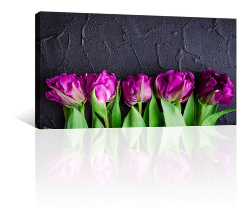 Cuadro Decorativo Naturaleza Flores Canvas Tulipanes Morados