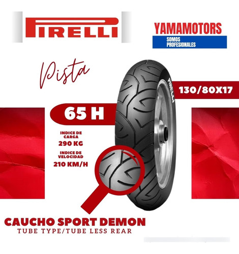 Caucho Moto Pirelli 130/80-17 Tt/tl Sport Demon Rear Pista 