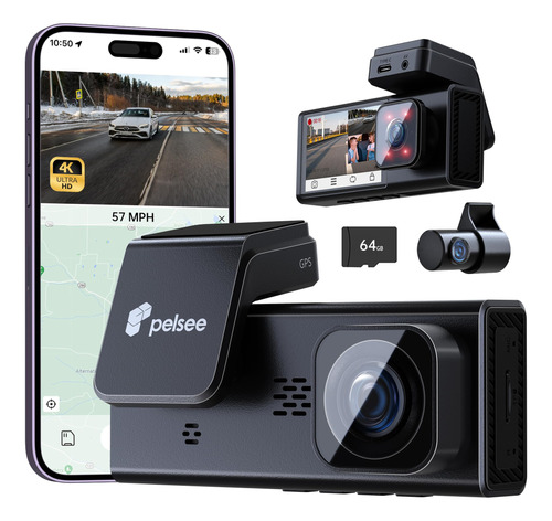 Pelsee P2 Trio - Camara De Tablero Wifi 4k De 3 Canales, 4k+