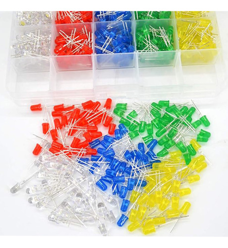Kit De 500 Piezas De Diodos Led Difusos De 5 Mm Para Proyectos De Bricolaje, Ideales Para Placas Pcb, Circuitos Electrónicos De Baja Tensión E Indicadores Luminosos
