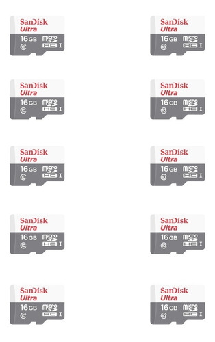 Imagen 2 de 3 de Kit 10 Memoria Micro Sd 16gb Sandisk Clase 10 Celular Tablet