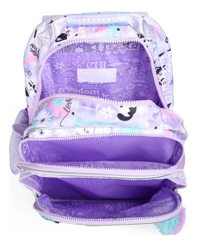 Mochila Lucky Cat - Carro 18 Bt69 Color Lila Diseño De La Tela Liso Lila Lisa