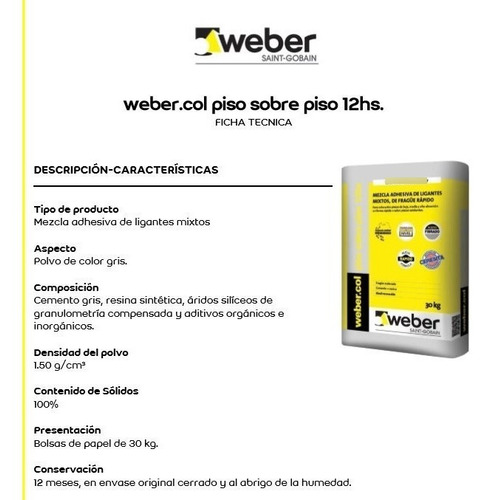 Imagen 4 de 6 de Adhesivo Piso Sobre Piso Weber Porcelanatos