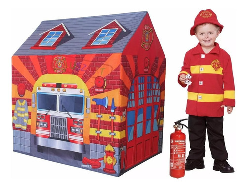 Carpa Para Niños Casita Juguete Modelo Bombero Casa Jardín