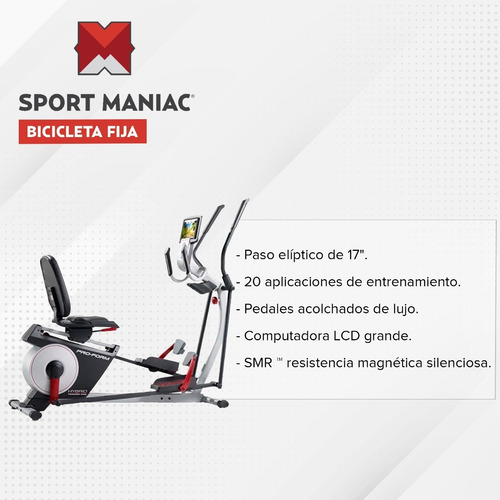 Imagen 2 de 5 de Bicicleta Fija Recumbent + Eliptico Proform Hybrid Modelo Pro