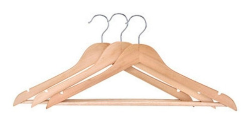 Set De 03 Colgadores Ganchos De Ropa Perchas De Madera