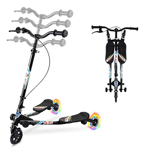 Aodi Swing Scooter Para Niños, 3 Ruedas Plegable Wiggle Scoo