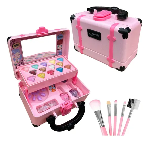 Kit Maquiagem Infantil Maleta Rosa Com Espelho E Acessórios