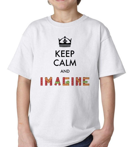 Remera De Niño Frase Keep Calm And Imagine Mantenga La