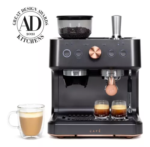  Café Bellissimo - Máquina de café espresso semiautomática +  espumador de leche, conexión WiFi, molinillo de frijoles integrado, bomba  de 15 barras y depósito de agua de 95 onzas, negro mate