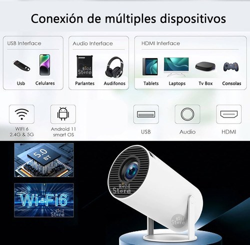 Proyector Hy 300 Wifi Bluetooth 4k Android Portatil Pro
