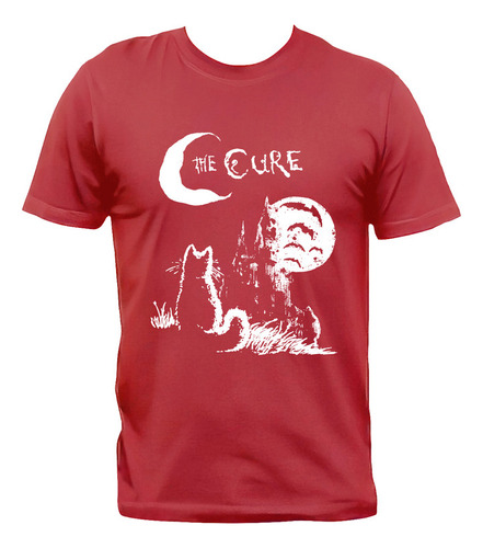 Remera The Cure Rock Gato Luna Algodón Premium