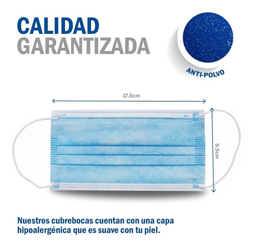 Imagen 3 de 9 de Cubrebocas Tricapa Termosellado Mascarilla Plisado 50 Piezas