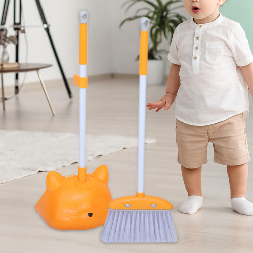 Juego De Mini Escoba Y Recogedor Para Niños Para El Naranja