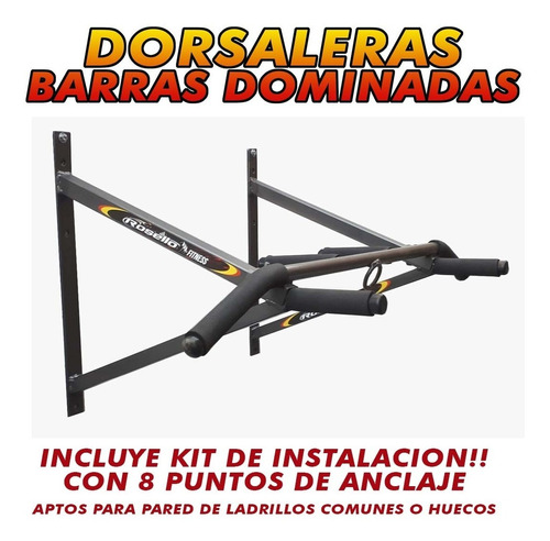 Barra Dominadas Para Pared Dorsalera Triple + Kit Tornillos