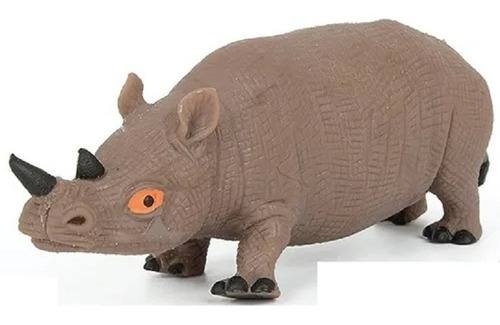 Imagen 1 de 7 de Muñeco Animal Goma Soft Rinoceronte Estirable Rino Didactico