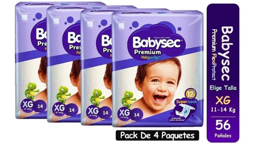 4pack Pañales Babysec Premium Tallas P M G Xg Xxg