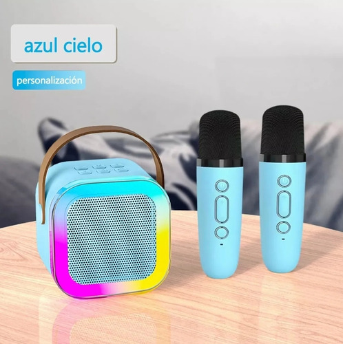 Máquina De Karaoke Altavoz Bluetooth Para Niños 2 Micrófonos Azul