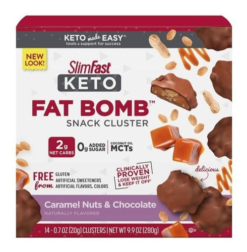 Slimfast Keto Snack Caramel Nuts  Chocolate 14pzas. 280 Gr