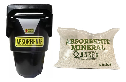 Kit Balde Negro +  Absorbentes Granulado Industria 5kg