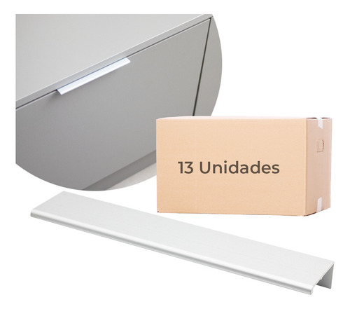 13 Uni Puxador Slim Gaveta Armario Movel Alumínio 128mm Tito Cor Cromado Fosco Liso